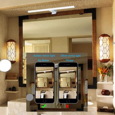 Azhien LED Mirror Light Bathroom 10W 820LM 60cm Neutral White 4000K, Slim 14mm Width 3in1 Mounting IP44 230V Wall Light Mirror Lamp 600mm, No Flickering Bathroom Cabinet Mirror Lights