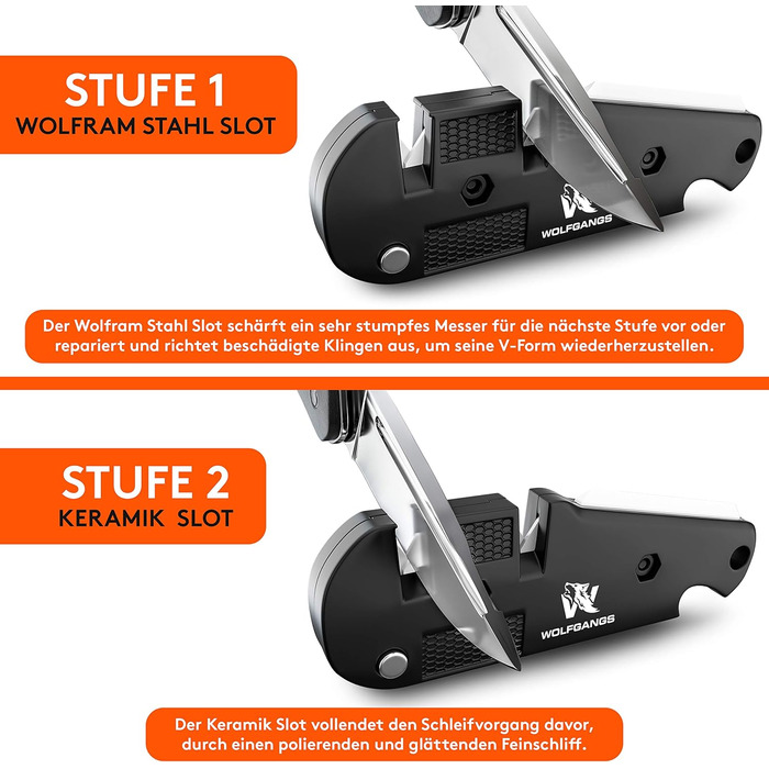 Точилка для ножів Wolfgang KlingenDoktor 5-в-1 - Преміум, для ножів з хвилястим лезом, туристична