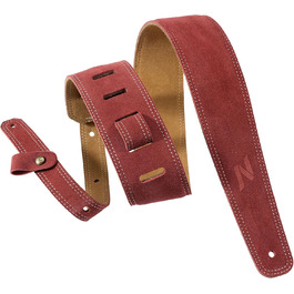 Гітарний ремінь Nefelibata з повного нубуку, 2,5 см шириною, з м'якою підкладкою та петлею для кабелю, для акустичної, бас та електрогітари (Jujube Red)