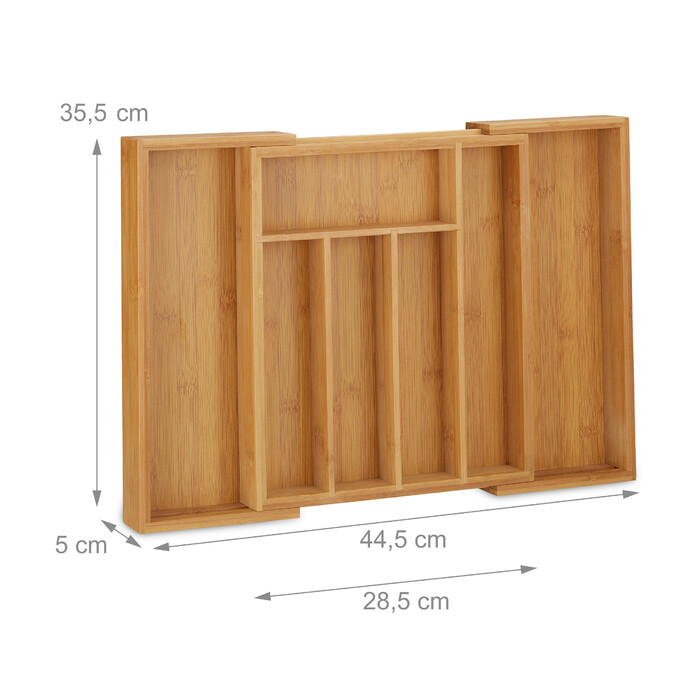 Relaxdays Extendable Bamboo Cutlery Box