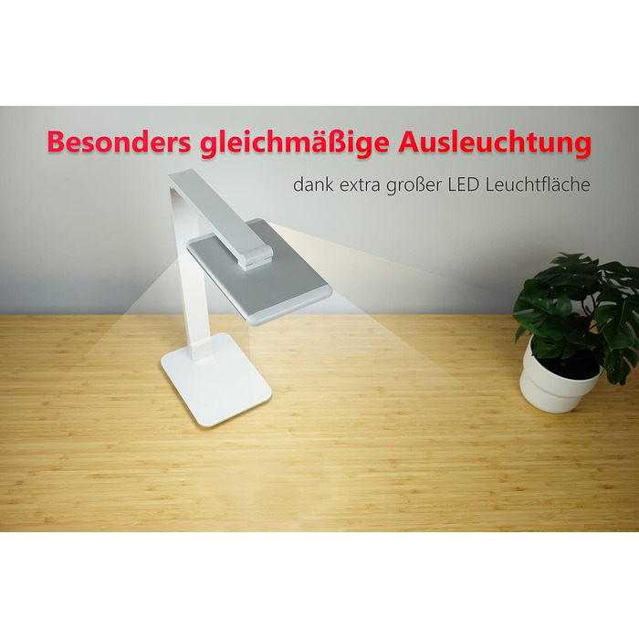 LED лампа настільна FeinTech LTL00100 з USB, регулювання кольору та яскравості, білий корпус, 37x15x43.5 см