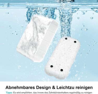 Тримач для зубних щіток електричних з отворами для стоку, дерев'яниста текстура, органайзер для зберігання зубних щіток на 4 щітки, легко чистити, для ванної кімнати (білий мармуровий малюнок, великий)