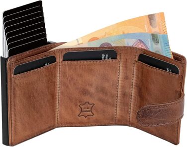 Чоловіче/жіноче картхолдер Volmer POP-UP з відділом для монет, з натуральної шкіри, RFID захистом, вміщує до 11 карт, кольори: Hunter Green (зелений), Zip Braun (коричневий)