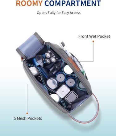 Чоловіча дорожня косметичка ECOHUB, водонепроникна, з великим відділенням та відділенням для мокрого одягу, з переробленого PET, з подвійною блискавкою, сірого кольору