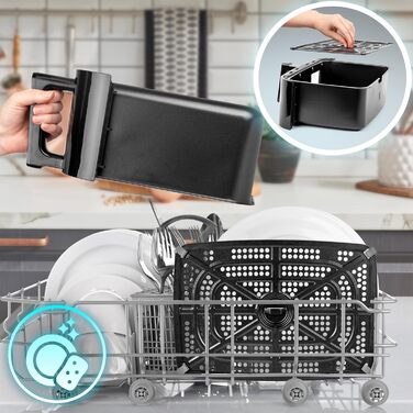 Фритюрниця Duronic AF14 BK з гарячим повітрям, 10 л, XXL, для приготування без олії