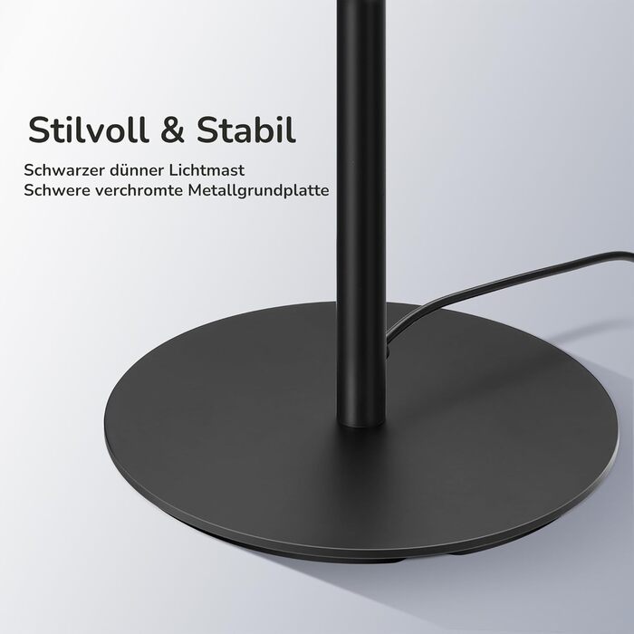 LED торшер EDISHINE для вітальні, спальні, офісу, 146 см, диммування, тепле світло 3000K, чорний (2 шт.)