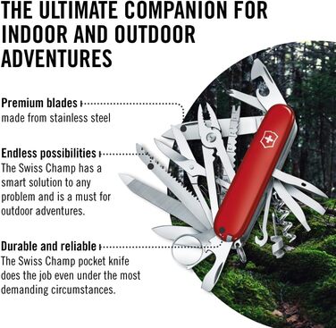 Швейцарський ніж Victorinox Swiss Champ: мультитул з 33 функціями, червоний