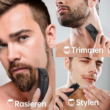 Електричний чоловічий триммер для бороди та тіла з 4 насадками, USB, вологостійкий, чорний