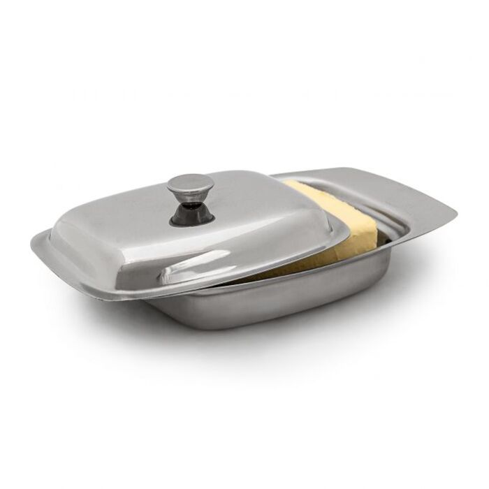 Relaxdays Stainless Steel Butter Dish with Handle
