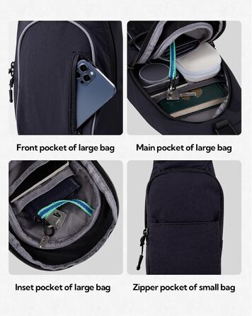 Чоловіча/Жіноча сумка через плече Waterfly - Messenger Bag Crossbody для спорту, подорожей, велоїзди та туризму (Чорна)