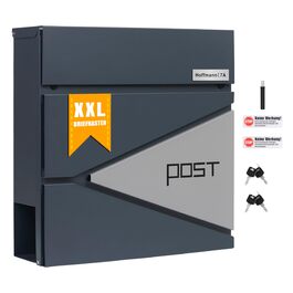 Поштовий ящик Zedelmaier XXL з нержавіючої сталі, індивідуальне гравіювання, 35x35 см, 4 ключі, для листів B5/C4, RAL 7016 Антрацит