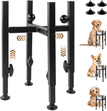 Підставка для миски для собак з підставкою для лап, регульована по висоті (15-26 см), металева, для води та корму, для маленьких, середніх та великих собак (лише стійка)