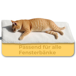 Кішка ліжко на підвіконня PiuPet 90x25 см | Антиковзне ліжко для котів | М'яка, самогріюча ковдра | Бежевий