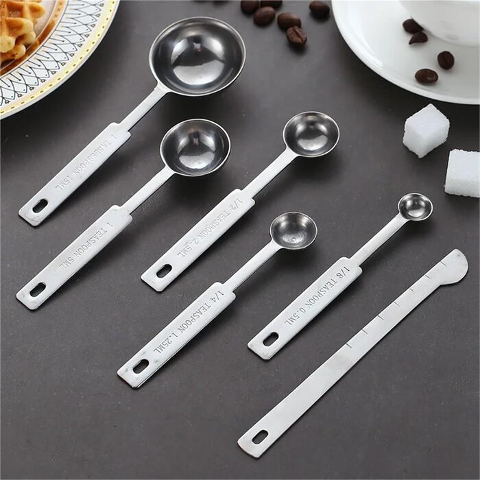Measuring Spoon Set 8/10-Piece Stainless Steel Measuring Cups and Spoons, Stackable Serving Spoons, DIY Tools, Kitchen Accessories (11 Pieces)