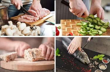 Професійний набір ножів з 8 предметів у бруску: якісні самозаточувані кухонні ножі з нержавіючої сталі, червоний колір