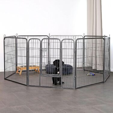 Lionto Вольєр для цуценят та дрібних тварин, 80x80 см, розширюваний вольєр для собак, вольєр для собак у квартиру/сад, з дверцятами та замком, стійкий до погодних умов, 8 елементів