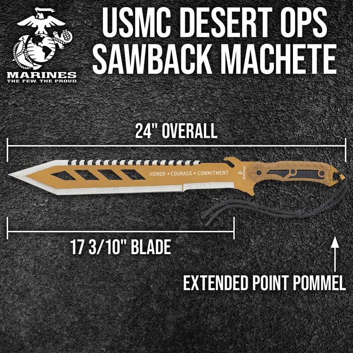 Мачете UNITED CUTLERY USMC Desert OPS з пилкою та чохлом