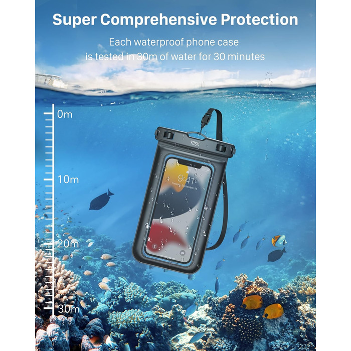 Водонепроникна поясна сумка YOSH з регульованим ремінцем, 2 шт. Сумка-drybag, водонепроникна, для активного відпочинку, водного спорту, плавання, катання на човні (прозора)