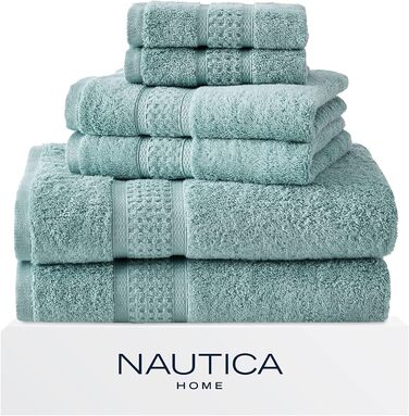 Nautica - 6 Piece Bath Towel Set, absorbent & colorfast cotton, towel set, fashionable bathroom decoration, Öko-Tex Certified (Ocean Turquoise, 6 Piece) 6 Piece Turquoise