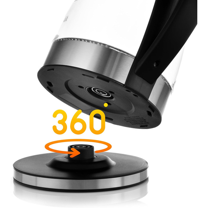 Скляний електрочайник Lehmann LHOEK-2220, 2 л, 2200 Вт, з LED-підсвічуванням, захистом від перегріву та автоматичним відключенням