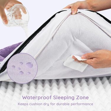 Ортопедичне ліжко для собак BELLA & PAL, 71x59 см. Зручне ліжко-софа для маленьких та середніх собак. Без монтажу, піна з ефектом пам'яті, водовідштовхувальний вкладиш, фланелевий знімний чохол, антиковзаюче дно. Розміри: 91.5 x 68.5 x 16.5 см, фіолетовий