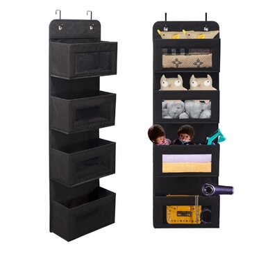 Органайзер на двері тканинний з 4 кишенями, чорний - підвісний органайзер для ванної, дитячої, вітальні, спальні