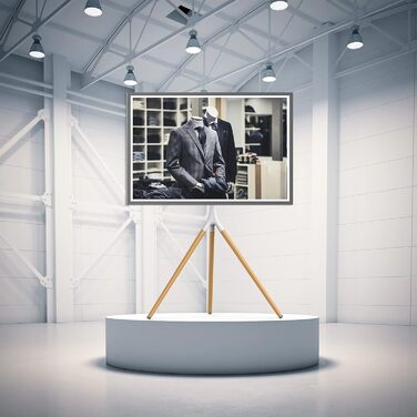 Підставка для телевізора на штативі для екранів 114.3–165.1 см (45–65 дюймів) LED, LCD, OLED, Flachbildschirm, регульована висота, поворотна на 180°, з органайзером кабелів, для вітальні, студії (білий)