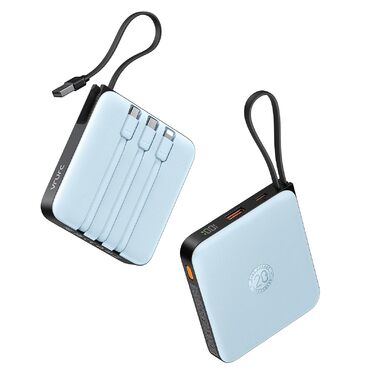 Power Bank VRURC 20000mAh з кабелем USB-C 22.5W QC3.0: Зовнішній акумулятор для iPhone, Huawei та смартфонів (Синій)
