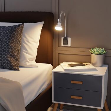 Світлодіодна настільна лампа LESCH з гнучкою ніжкою (Швангенгальс), хром/чорний, з LED GU10 (тепле біле світло, 7.6W, 1103lm, 33°)