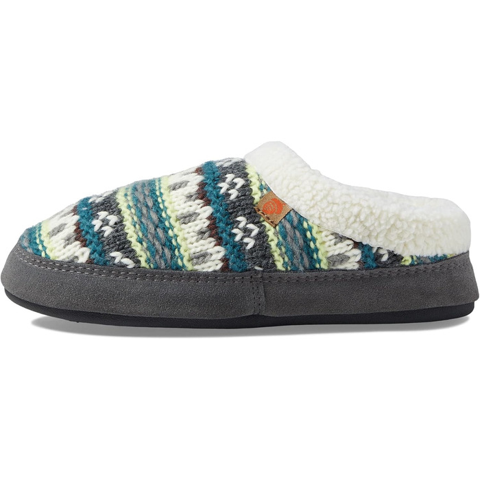 Тапочки домовик Acorn з вишивкою 'Сіре Білка', Fairisle Hoodback 'Павлінь' (39/40 EU)