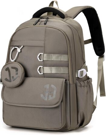 Водонепроникний шкільний рюкзак JANSBEN для підлітків (хлопців та дівчат), багато відділень для школи та подорожей, ідеальний для 5 класу (колір кава)