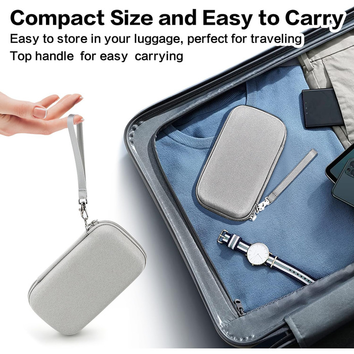 Органайзер для кабелів Teskyer, водонепроникний, жорсткий корпус, сірий, 8,5 x 17,5 x 6 см