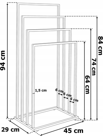 Підлоговий металевий стійка-вішак для рушників у ванну кімнату, 4 стріжні