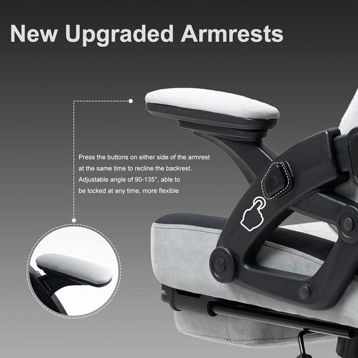 Геймерське крісло Racing Ergonomic Stoff Hellgrau з регульованою підголівкою та підставкою для ніг