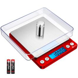 Електронні ваги Brifit 0.01g, 500g з калібрувальним набором 100g, функція Tara, PCS, 6 одиниць вимірювання (червоний)