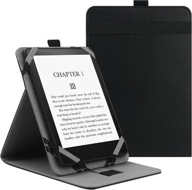 Чохол для Kindle Paperwhite/Kobo/Tolino/Pocketbook/Sony 6-6.8-7 дюймів, універсальний, з петлею, чорний