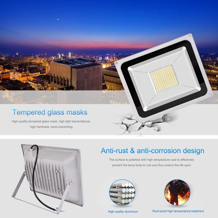 LED Floodlight Outdoor 100W Outdoor Spotlight | LED Floodlight Floodlight Outdoor Searchlight Cold White | Super Bright 10000LM 6000K Cold White IP65 Waterproof Floodlight Wall Light for Garden Sports Field