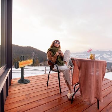 Інфрачервовий обігрівач Climative 2500W з 9 рівнями, IP65, для тераси та приміщення, з пусковим пристроєм та таймером, чорний (фіксований)