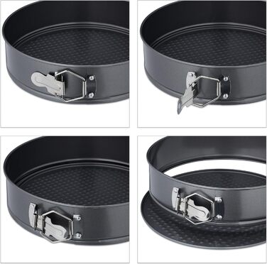 Набір форм для випічки Relaxdays, 6 шт., Ø 14-28 см, нержавіюча сталь, антипригарне покриття, антрацит