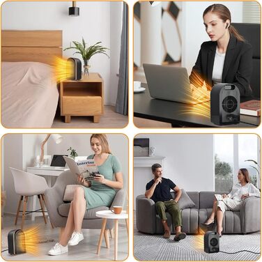 Електрична теплова гармата 2000W з пультом керування, 58 см, 70° обертання, 3D-полум'я, LED-дисплей, ECO-режим, таймер 12 годин - для дому, чорна