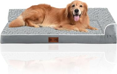 Ортопедичні лежанки для собак великих порід - водонепроникні знімні лежанки з водонепроникним дном та знімним, пральним чохлом (XL 107x81x18 см)