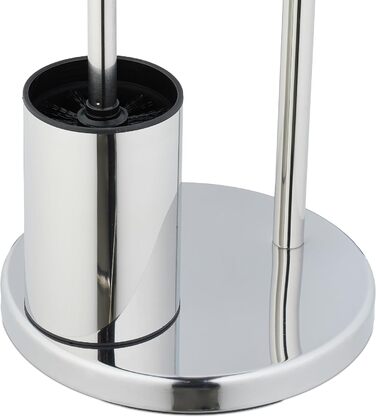 Набір для туалету Relaxdays, нержавіюча сталь, 68 x 22 см, підлоговий тримач для туалетного паперу, щітка для туалету з підставкою, срібний