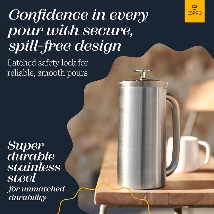 ESPRO P7 Френч-прес з нержавіючої сталі з подвійними стінками та мікрофільтром – для приготування кави та чаю, 530 мл
