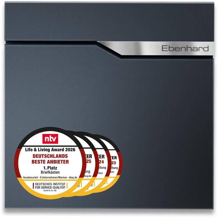 Поштова скринька Metzler Anthrazit з газетницею та іменним шильдиком RAL 7016, вулична, антикорозійна, для настінного монтажу, сучасний дизайн 37x37x10.5 см