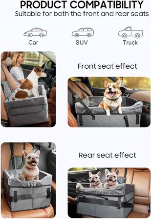 Автомобільний лежак для собак середніх порід, переноска-корзина для собак, з ременем безпеки та плюшевою подушкою, 45 кг