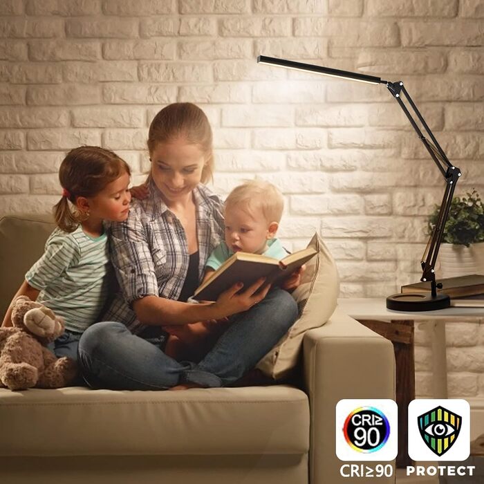 SKYLEO Dimmable Desk Lamp with Clip - Eye Protection LED Task Lamp - 3 Modes & 10 Brightness Levels - Black