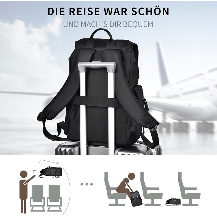 Чоловічий та жіночий рюкзак Vintage 17.3 дюйми, водонепроникний, для ноутбука, школи, подорожей, чорний