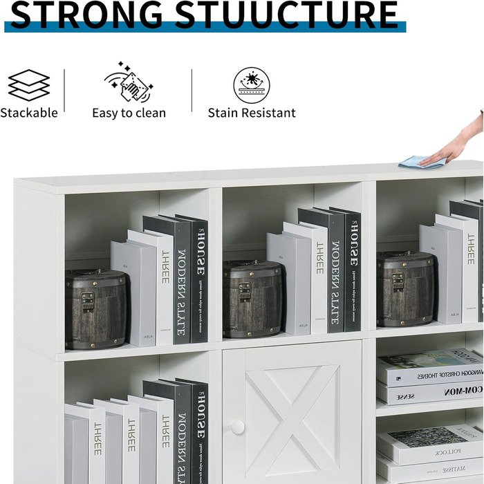 FUSUNBAO Magic DIY Cube Storage Organizer, Stackable Cubes for Home, Books, Clothes, Toys, Modular Storage System, Closet Organizer, Bookshelf, Closet (pure white)