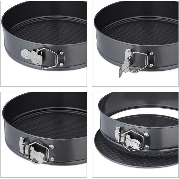 Набір форм для випічки Relaxdays, 6 шт., Ø 14-28 см, нержавіюча сталь, антипригарне покриття, антрацит