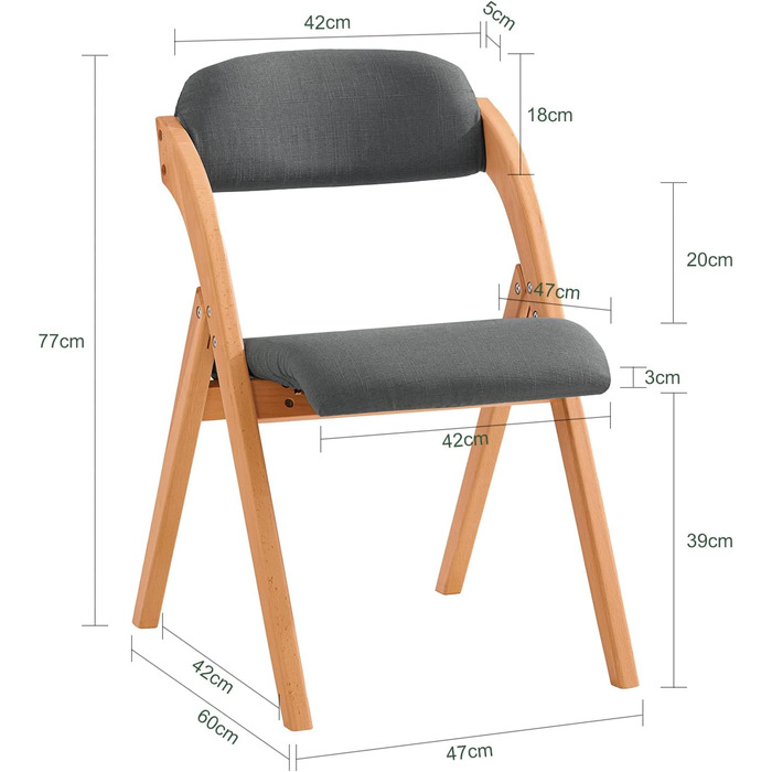 SoBuy FST92-GR Folding Chair Kitchen Chair with Padded Seat and Backrest Green WxHxD approx.: 47x77x60cm Green (4 chairs, Dark Grey)